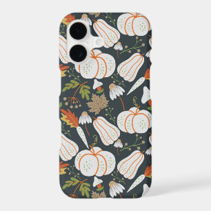 Pumpkin seamless pattern floral black and white