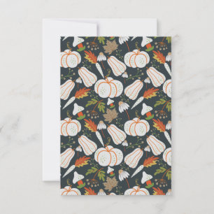 Pumpkin seamless pattern floral black and white card
