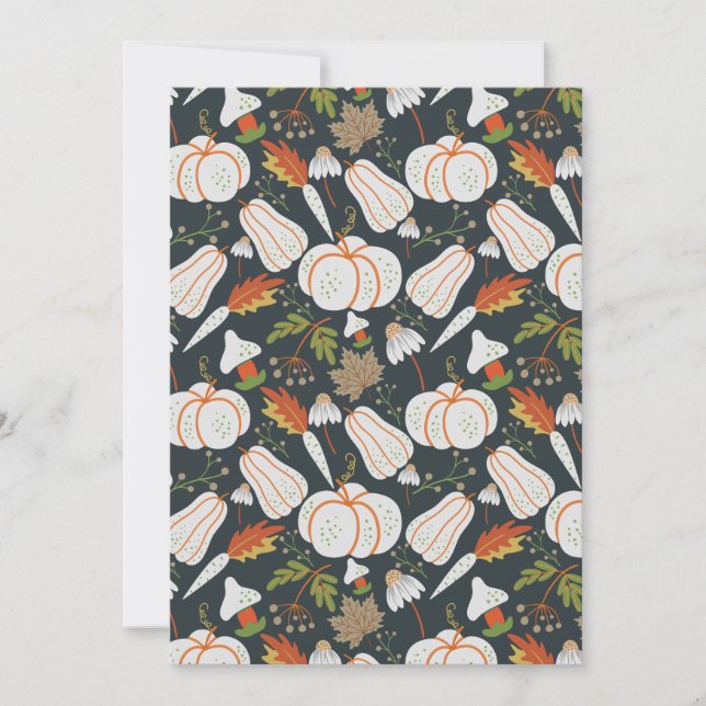 Pumpkin seamless pattern floral black and white card (Front)