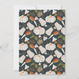 Pumpkin seamless pattern floral black and white card