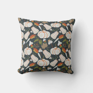 Pumpkin seamless pattern floral black and white cushion