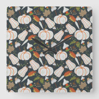 Pumpkin seamless pattern floral black and white