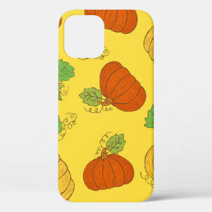 Pumpkin seamless pattern. Hand drawn doodle brushe iPhone 12 Case