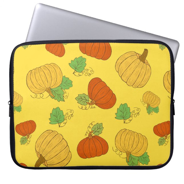 Pumpkin seamless pattern. Hand drawn doodle brushe Laptop Sleeve (Front)