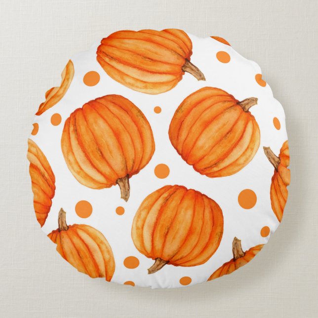 Pumpkin seamless pattern round cushion (Front)