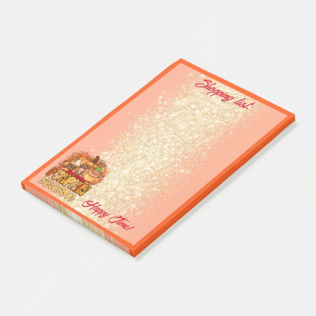 Pumpkin Season Autumn Customise Text and Colour Post-it Notes (Angled)