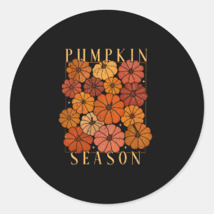 Pumpkin Season Autumn Fall Y'all Leaves Thanksgivi Classic Round Sticker