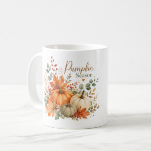 Pumpkin Season Botanical Coffee Mug for Fall Lover