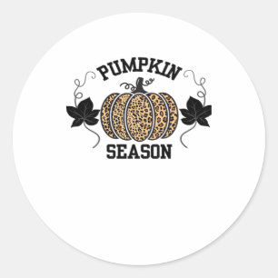 Pumpkin Season  Cheetah Print Pumpkin Fall Design  Classic Round Sticker