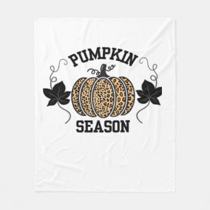 Pumpkin Season Cheetah Print Pumpkin Fall Design Fleece Blanket