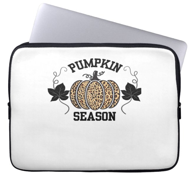 Pumpkin Season  Cheetah Print Pumpkin Fall Design  Laptop Sleeve (Front)