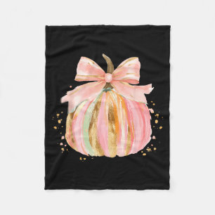 Pumpkin Season Coquette Bow Thanksgiving Autumn Fleece Blanket