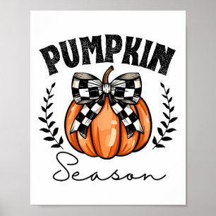 Pumpkin Season Coquette Pumpkin Bow Halloween Spoo Poster