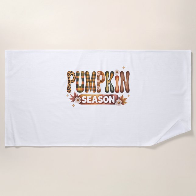 Pumpkin Season Fall Boho Beach Towel (Front)