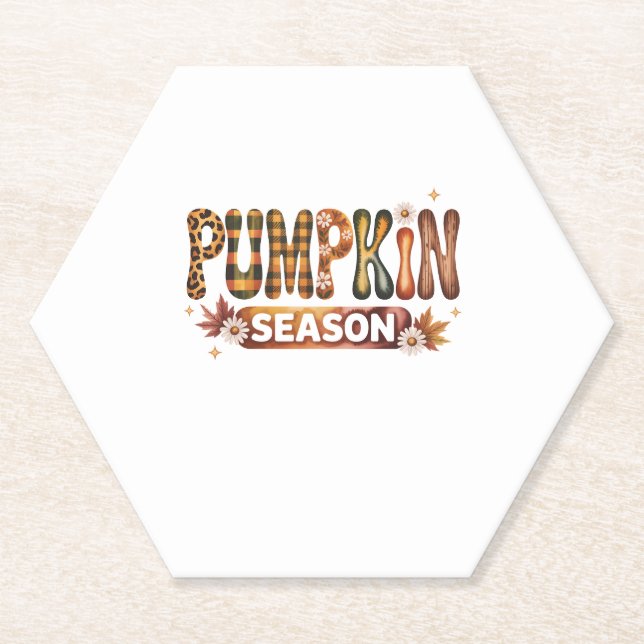 Pumpkin Season Fall Boho Paper Coaster (Front)