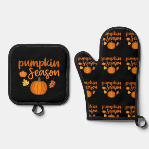 Pumpkin Season Fall Oven Mitt & Pot Holder Set