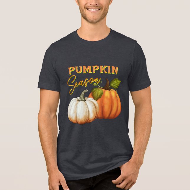 Pumpkin Season Fall Saying Tri-Blend Shirt (Front)