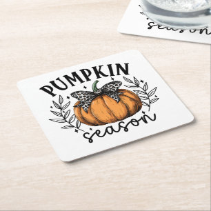 Pumpkin Season Fall Thanksgiving Party Square Paper Coaster