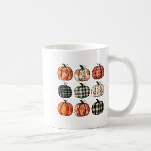 Pumpkin Season Flower Checkered Thanksgiving Autum Coffee Mug