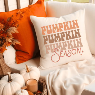 Pumpkin Season Groovy Retro Cushion