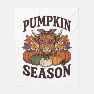 Pumpkin Season Highland Cow Vintage Fall Shirt_1 Fleece Blanket