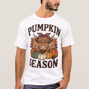 Pumpkin Season Highland Cow Vintage Fall Shirt_1 T-Shirt