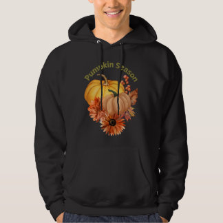 Pumpkin Season Hoodie with Autumn Flowers