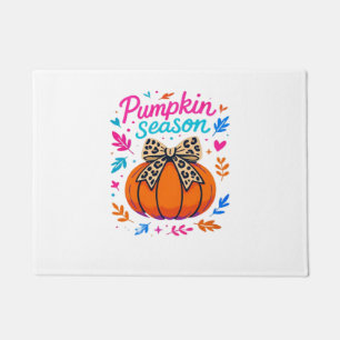 Pumpkin Season Leopard Bow Design � Cute Fall Aest Doormat