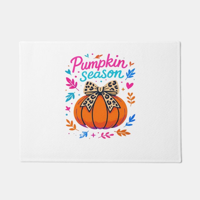 Pumpkin Season Leopard Bow Design � Cute Fall Aest Doormat (Front)