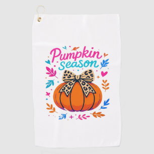 Pumpkin Season Leopard Bow Design � Cute Fall Aest Golf Towel