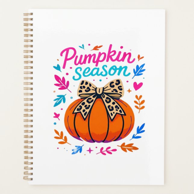 Pumpkin Season Leopard Bow Design � Cute Fall Aest Planner (Front)