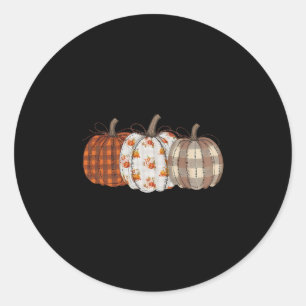 Pumpkin Season Patchwork Thanksgiving Autumn Fall Classic Round Sticker