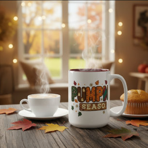 Pumpkin Season Rustic Fall Cosy Thanksgiving Two-Tone Coffee Mug