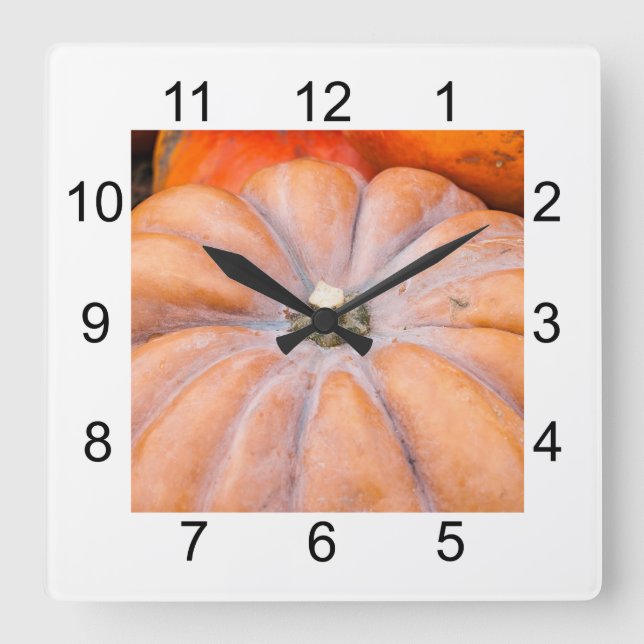 Pumpkin Season Square Wall Clock (Front)