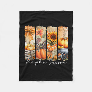 Pumpkin Season Sunflower Thanksgiving Autumn Fall Fleece Blanket
