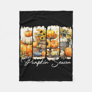 Pumpkin Season Thanksgiving Fall Vibes Autumn Farm Fleece Blanket