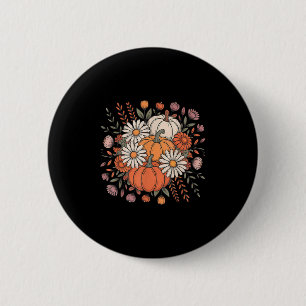 Pumpkin Season Wildflower Thanksgiving Autumn Fall 6 Cm Round Badge
