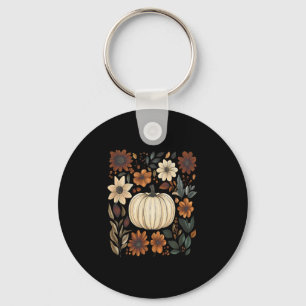 Pumpkin Season Wildflower Thanksgiving Autumn Fall Key Ring