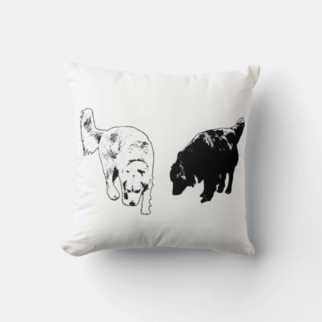 Pumpkin-Shadow Silhouettes — Retriever Duo Cushion (Front)
