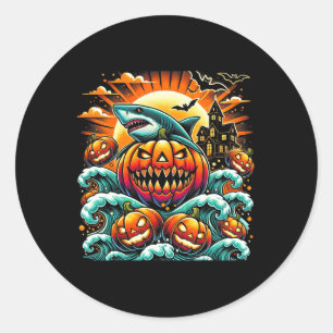 Pumpkin Shark Halloween Classic Round Sticker