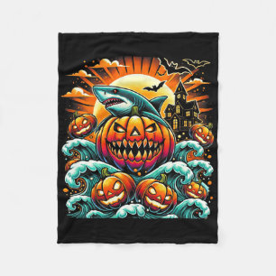 Pumpkin Shark Halloween Fleece Blanket