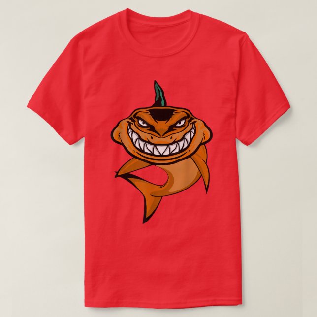 Pumpkin Shark Lazy Halloween Costume Funny Ocean A T-Shirt (Design Front)