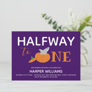 Pumpkin Shark Six Month Baby Half Birthday Invitation