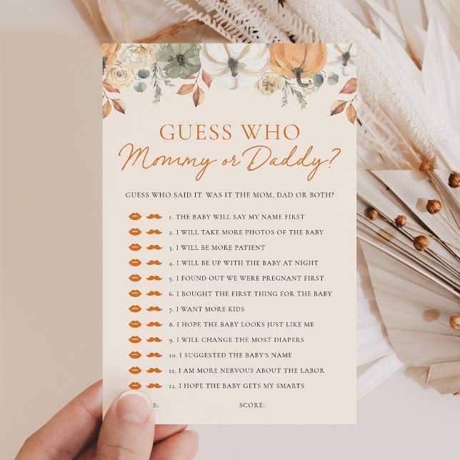 Pumpkin Shower Guess Who Mummy or Daddy Game (Creator Uploaded)