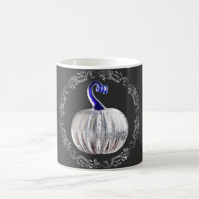 Pumpkin silver grey blue fall elegant  coffee mug (Center)