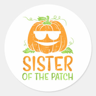 Pumpkin Sister Of The Patch Halloween Family Sis G Classic Round Sticker