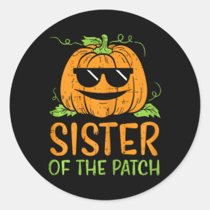 Pumpkin Sister Of The Patch Halloween Family Sis G Classic Round Sticker