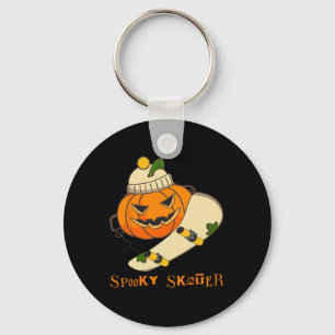 Pumpkin Skateboard Halloween Costume Fun Skateboar Key Ring