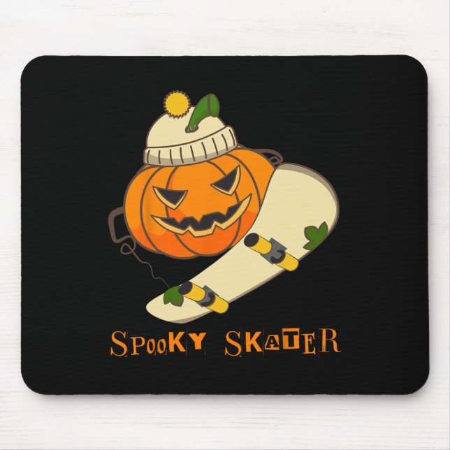 Pumpkin Skateboard Halloween Costume Fun Skateboar Mouse Pad (Front)
