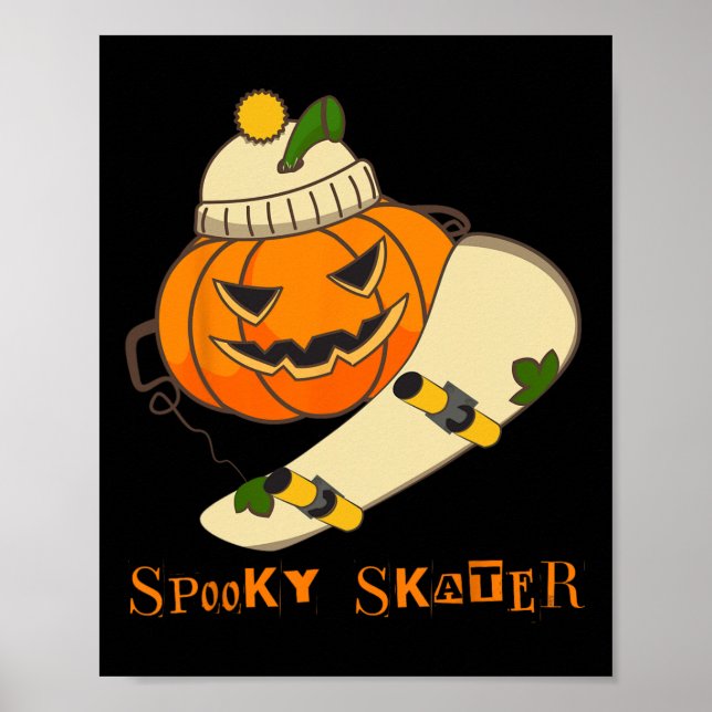 Pumpkin Skateboard Halloween Costume Fun Skateboar Poster (Front)